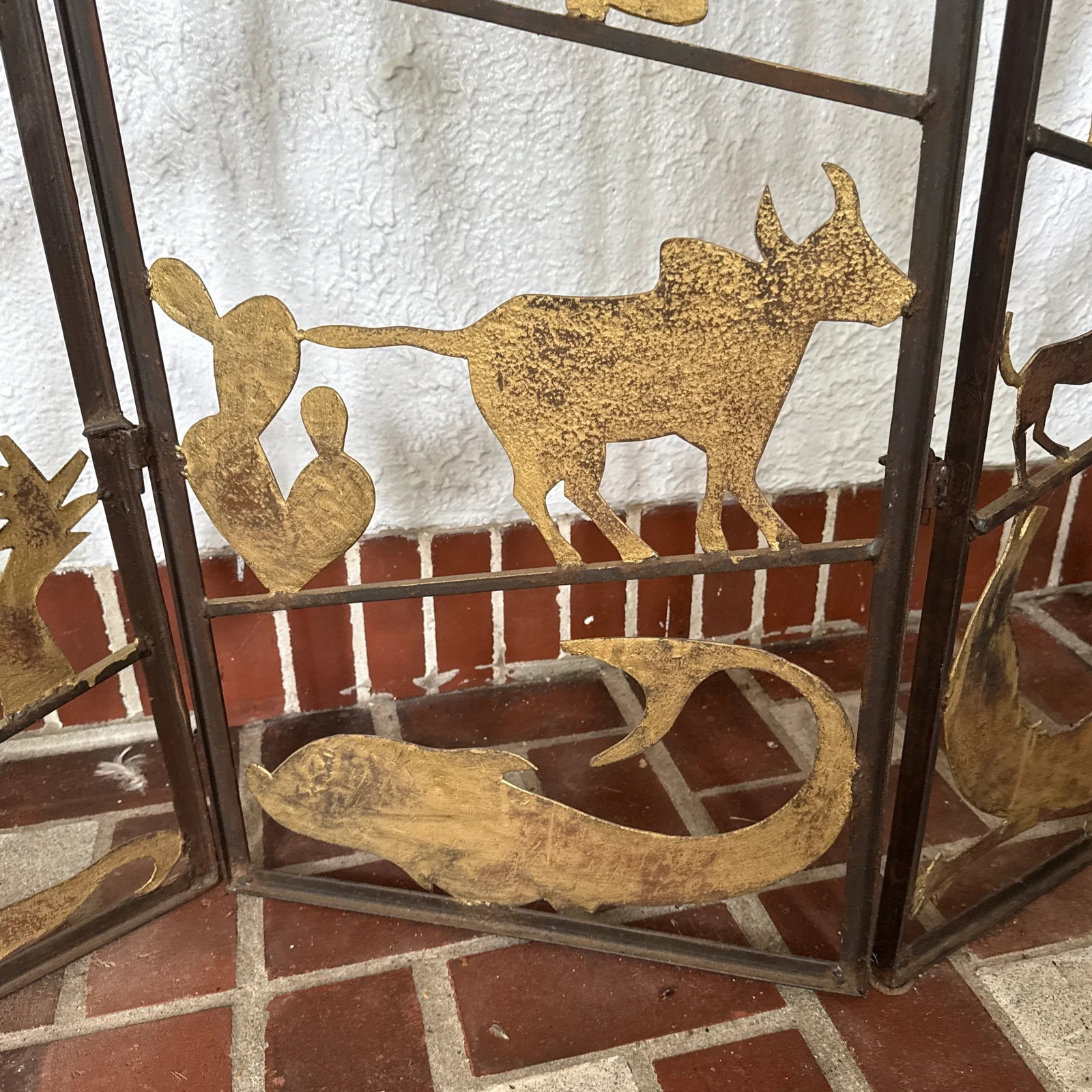 A Vintage Metalwork Room Divider With Animals, Figures and Naturalistic Objects - 7