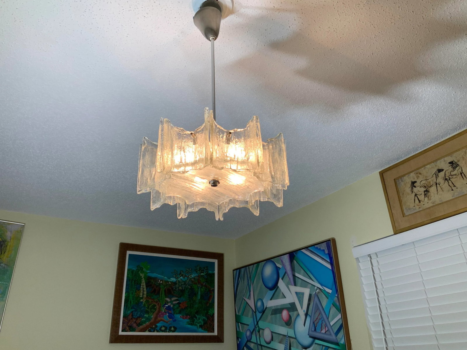Vintage 1960s Texture Glass Chandelier - 10