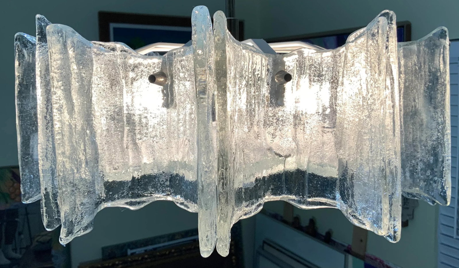 Vintage 1960s Texture Glass Chandelier - 11