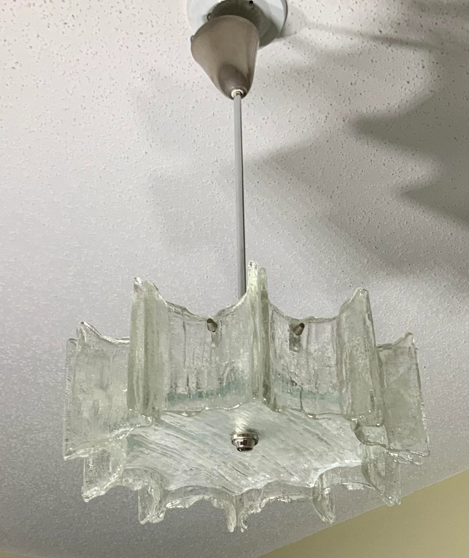 Vintage 1960s Texture Glass Chandelier - 12