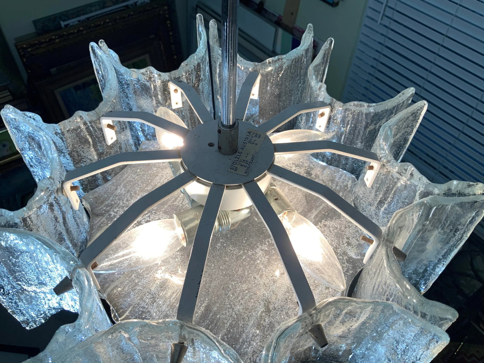 Vintage 1960s Texture Glass Chandelier - 3
