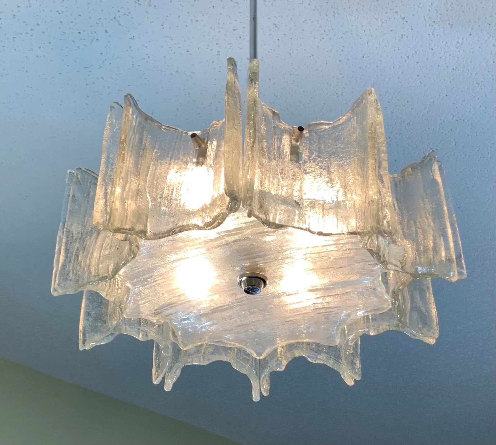Vintage 1960s Texture Glass Chandelier - 4