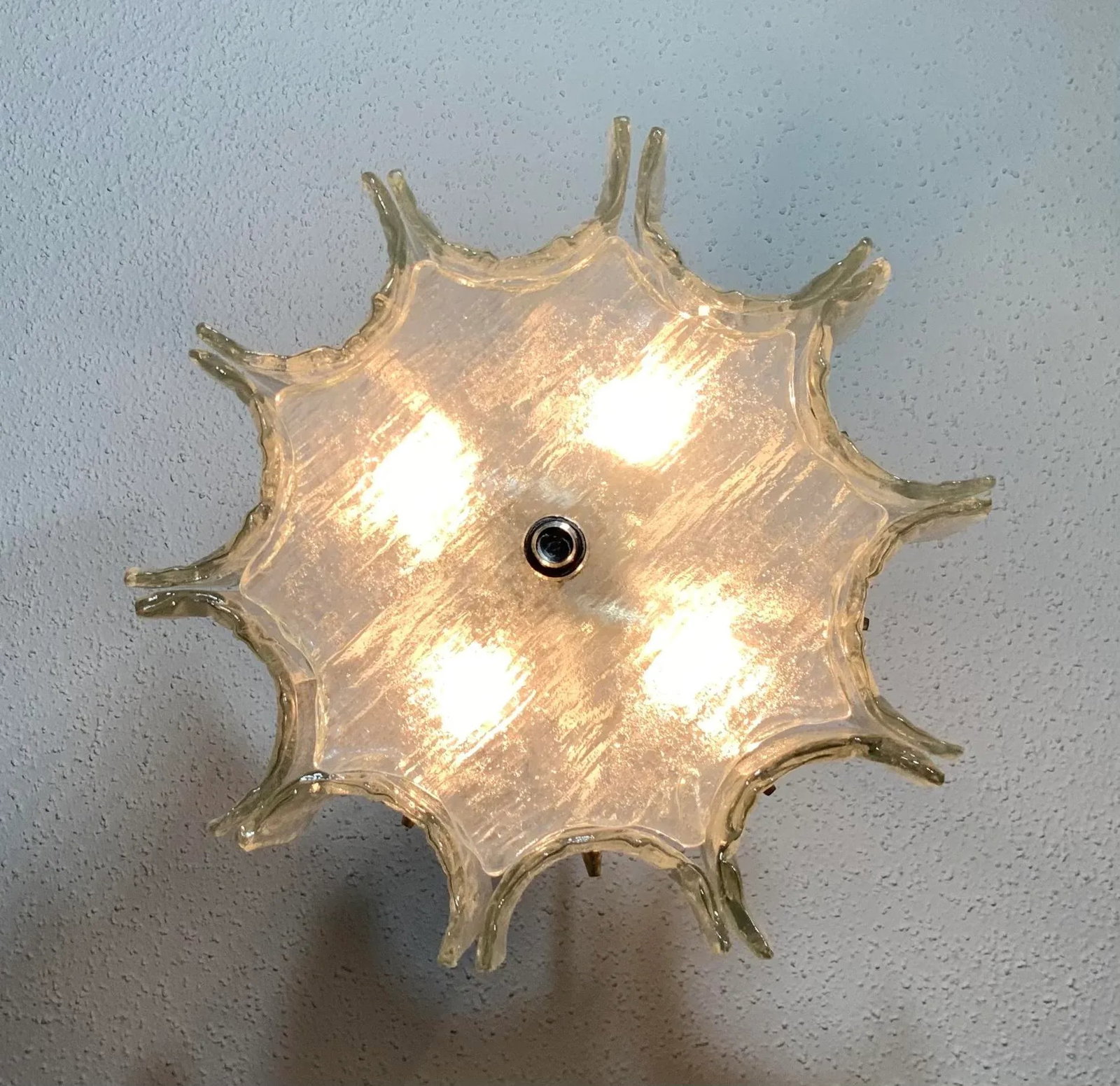 Vintage 1960s Texture Glass Chandelier - 5