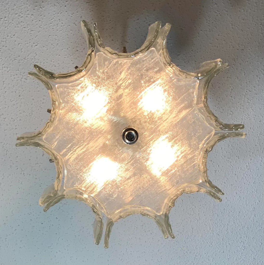 Vintage 1960s Texture Glass Chandelier - 6