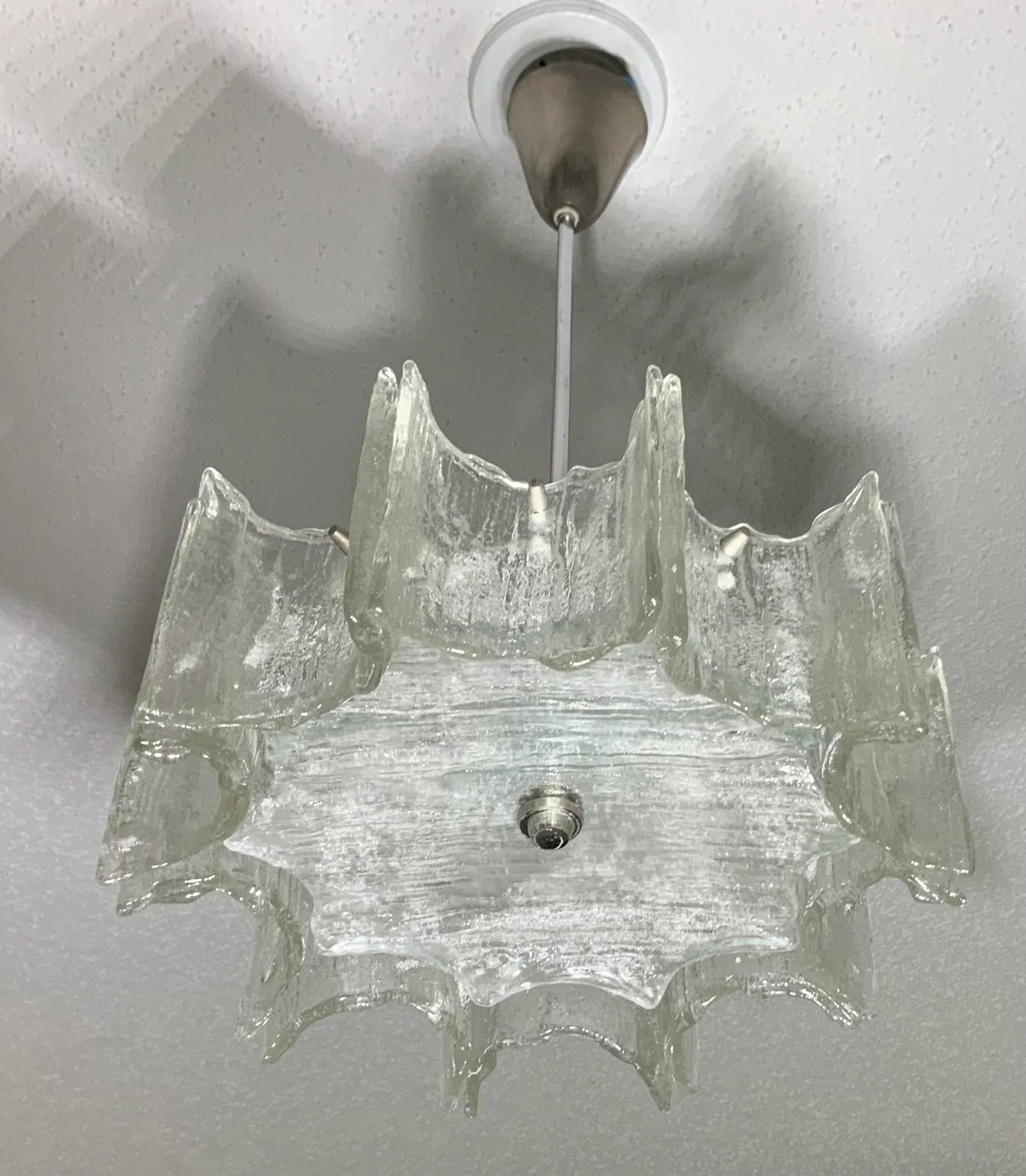 Vintage 1960s Texture Glass Chandelier - 7