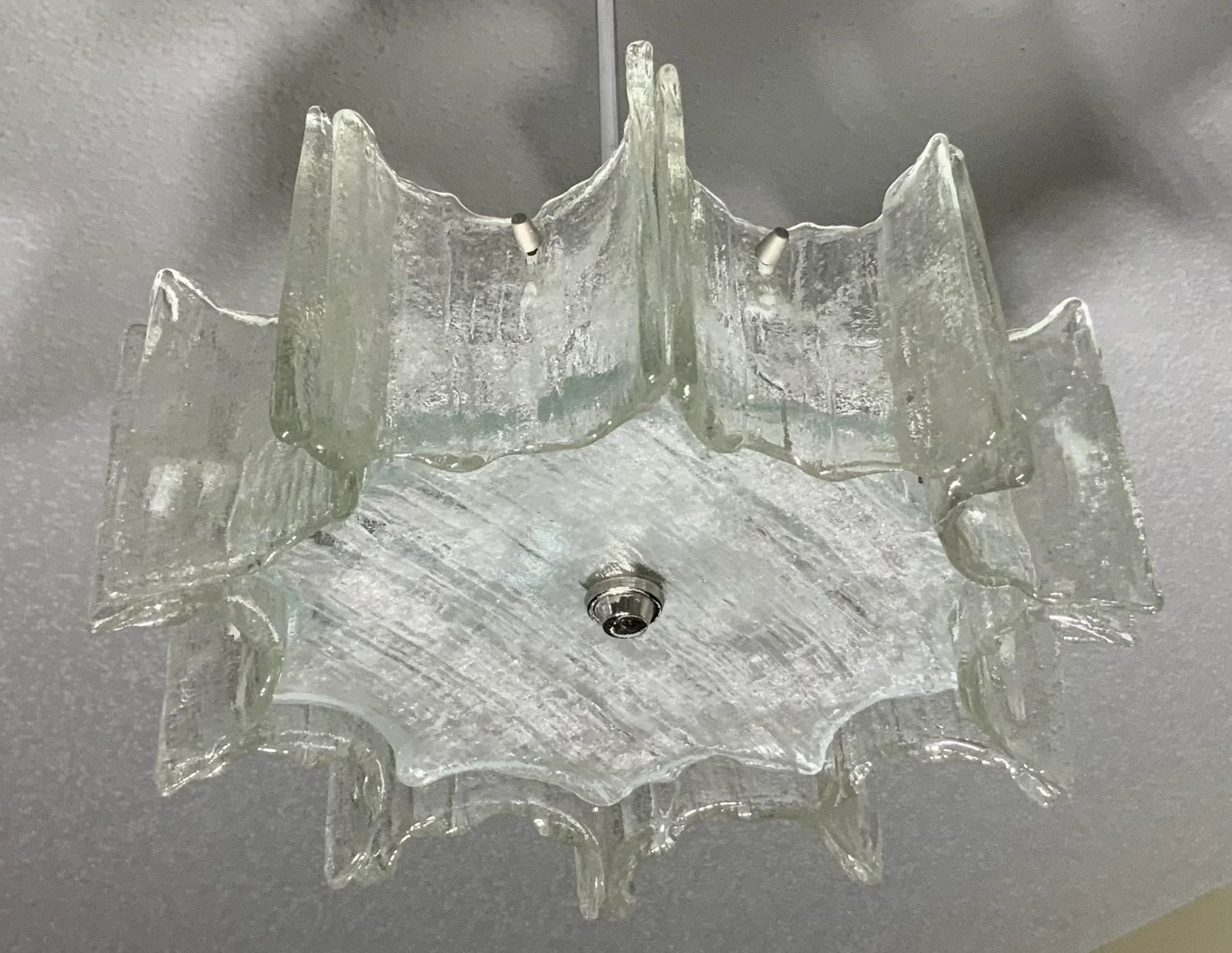 Vintage 1960s Texture Glass Chandelier - 9