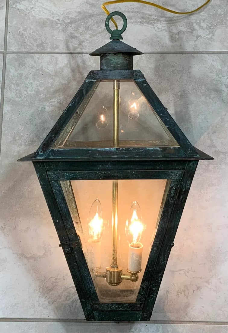 1980s Large Four-Sided Hanging Copper Lantern - 2