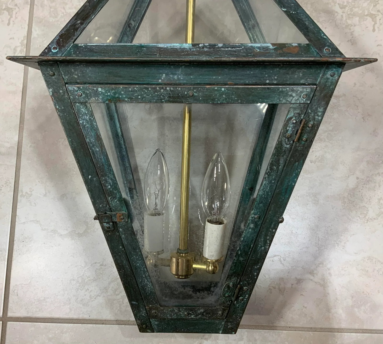 1980s Large Four-Sided Hanging Copper Lantern - 7