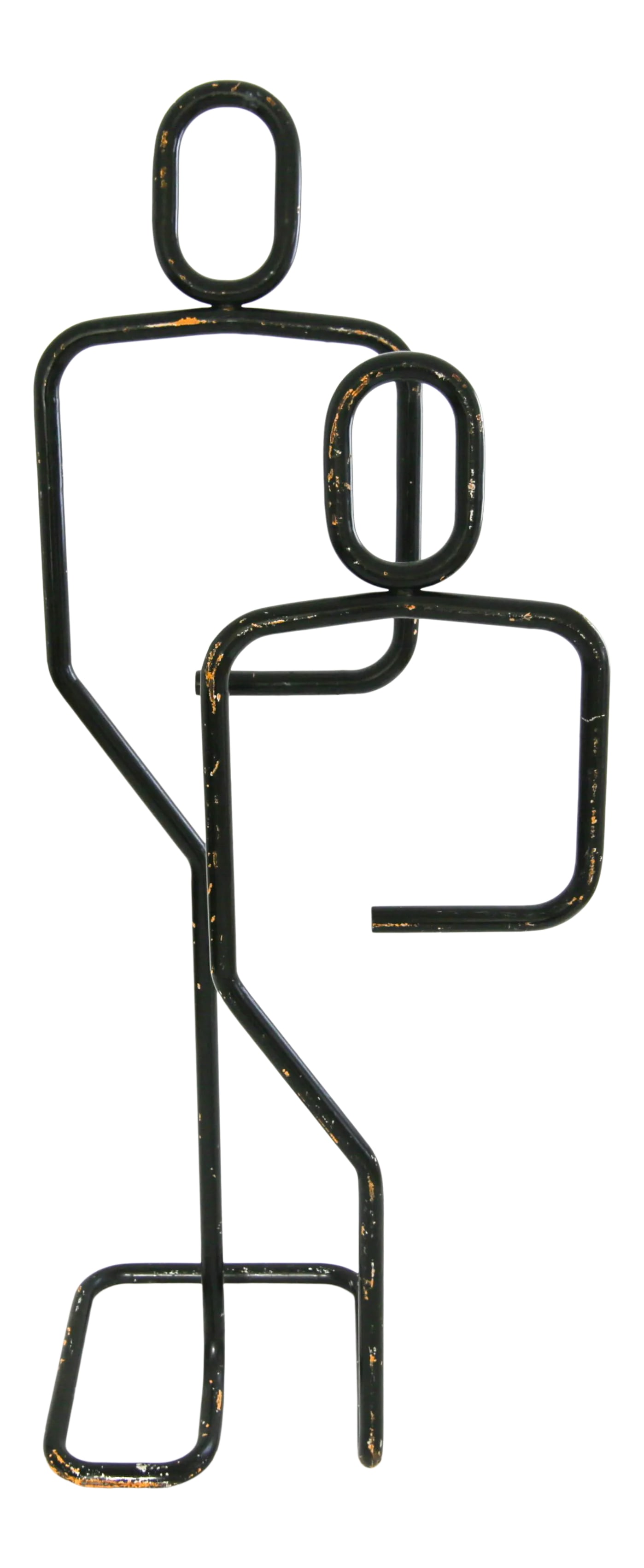 Postmodern Coat Rack in Black C. 1980's: Postmodern coat rack in black. Rubs and scrapes throughout give the piece its vintage charm. Condition: Alterations: Unknown Imperfections: Some Imperfections Condition Notes: Appears to have been