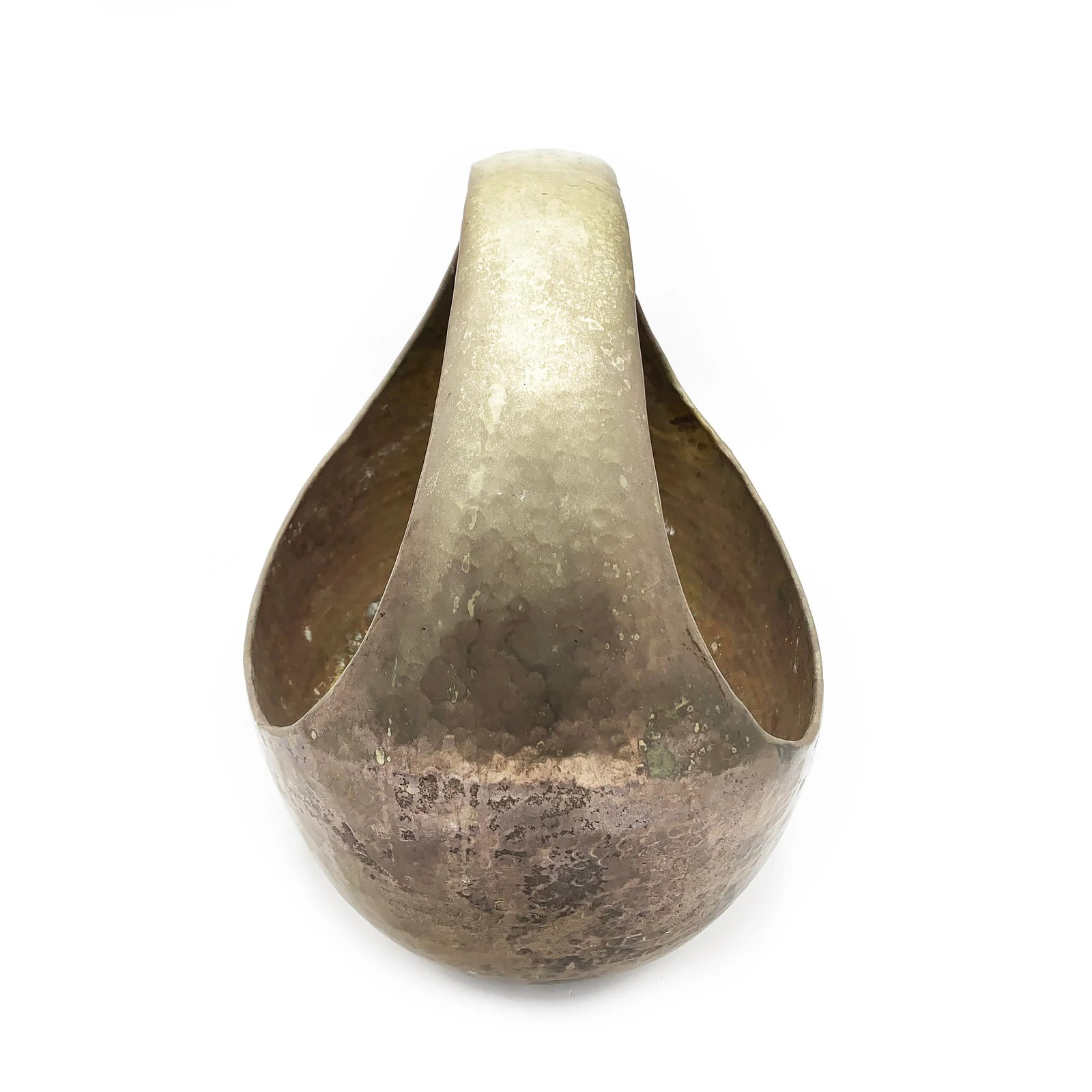 Vintage Mid-Century Modern Solid Brass Hammered Basket - 3
