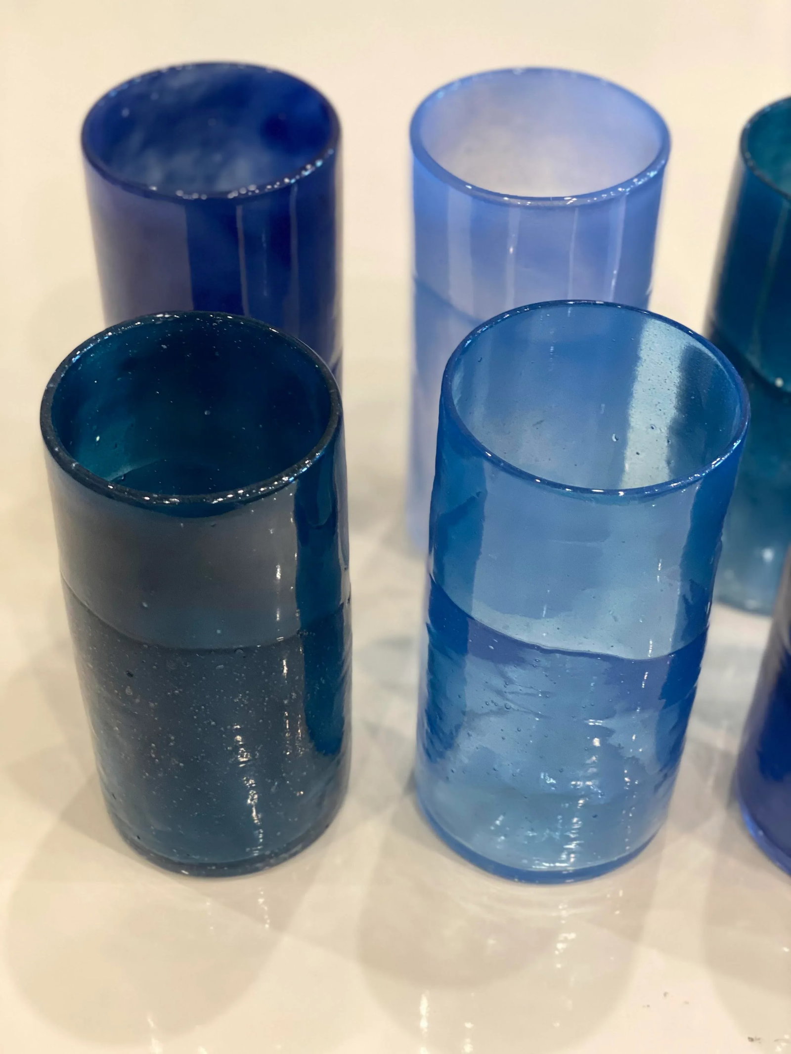 Blue Blown Glass Drinking Glasses - Set of 8 - 2
