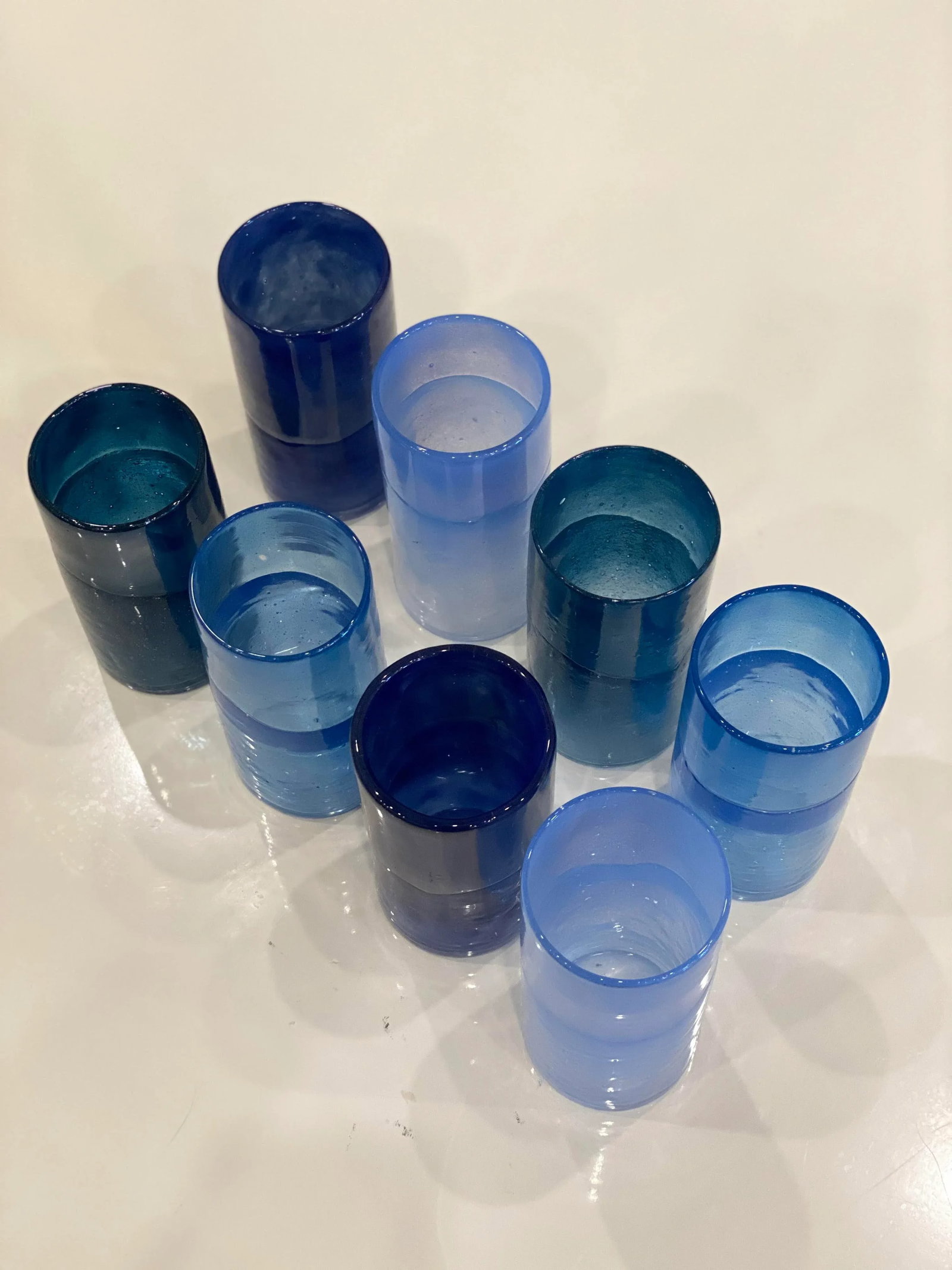 Blue Blown Glass Drinking Glasses - Set of 8 - 8