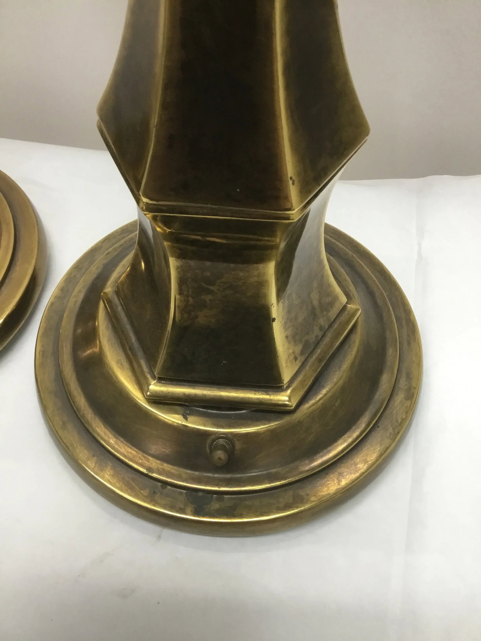 Tall Vintage Patinated Brass Stiffel Lamps - a Pair - 5