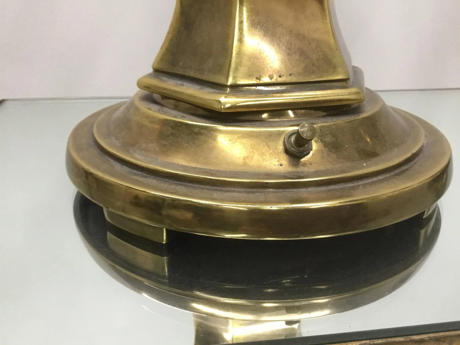 Tall Vintage Patinated Brass Stiffel Lamps - a Pair - 7