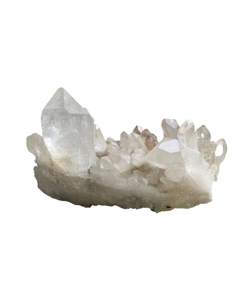 Large Quartz Cluster Iron Inclusions - Clear Points, Red Hematite Veins - Healing Display Crystal - 2