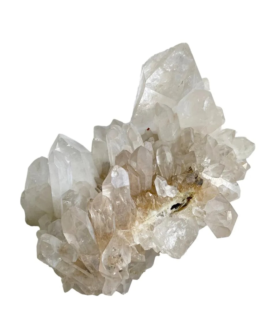 Large Quartz Cluster Iron Inclusions - Clear Points, Red Hematite Veins - Healing Display Crystal - 6