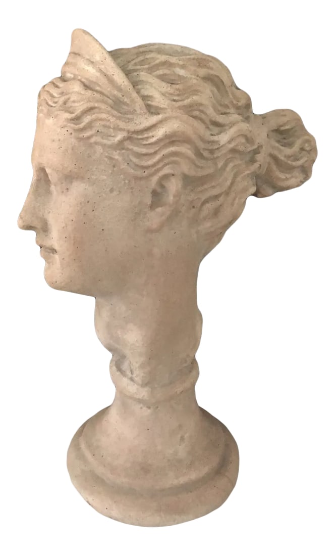 Late 20th Century Grecian Diana Bust: 1984 Signed And Stamped Austin Production Is Grecian Diana Austin production was founded in 1952 in Brooklyn NY whic expanded to Reynosa, Mexico, Corby England Who are no longer making sculptures, mak