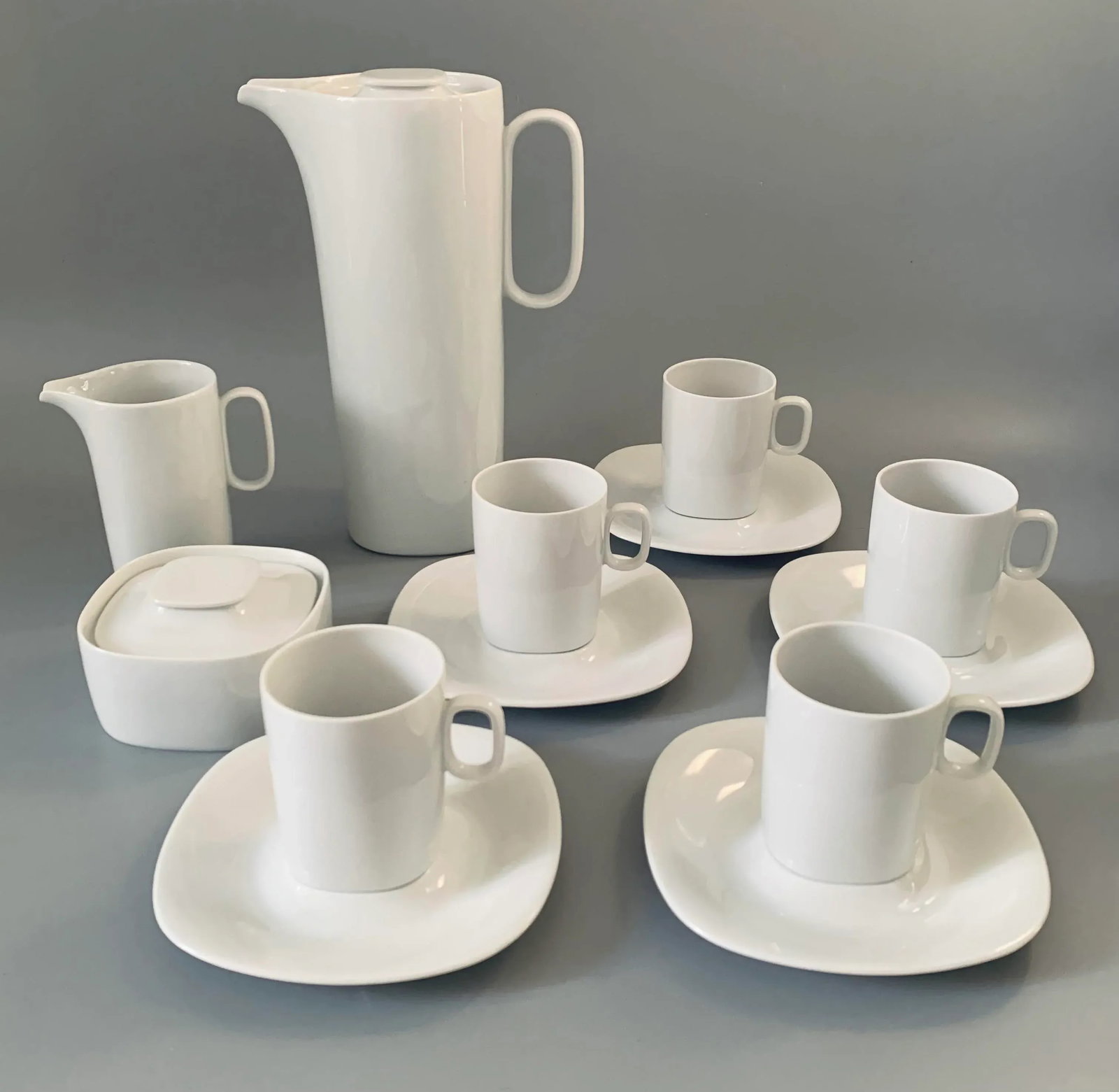 1970s MCM Gerald Gulotta for Langenthal Switzerland Espresso Coffee Service Block in Transition Whit - 12
