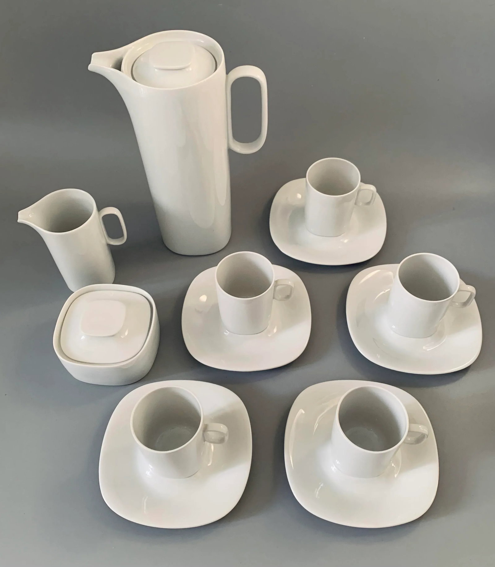 1970s MCM Gerald Gulotta for Langenthal Switzerland Espresso Coffee Service Block in Transition Whit - 2
