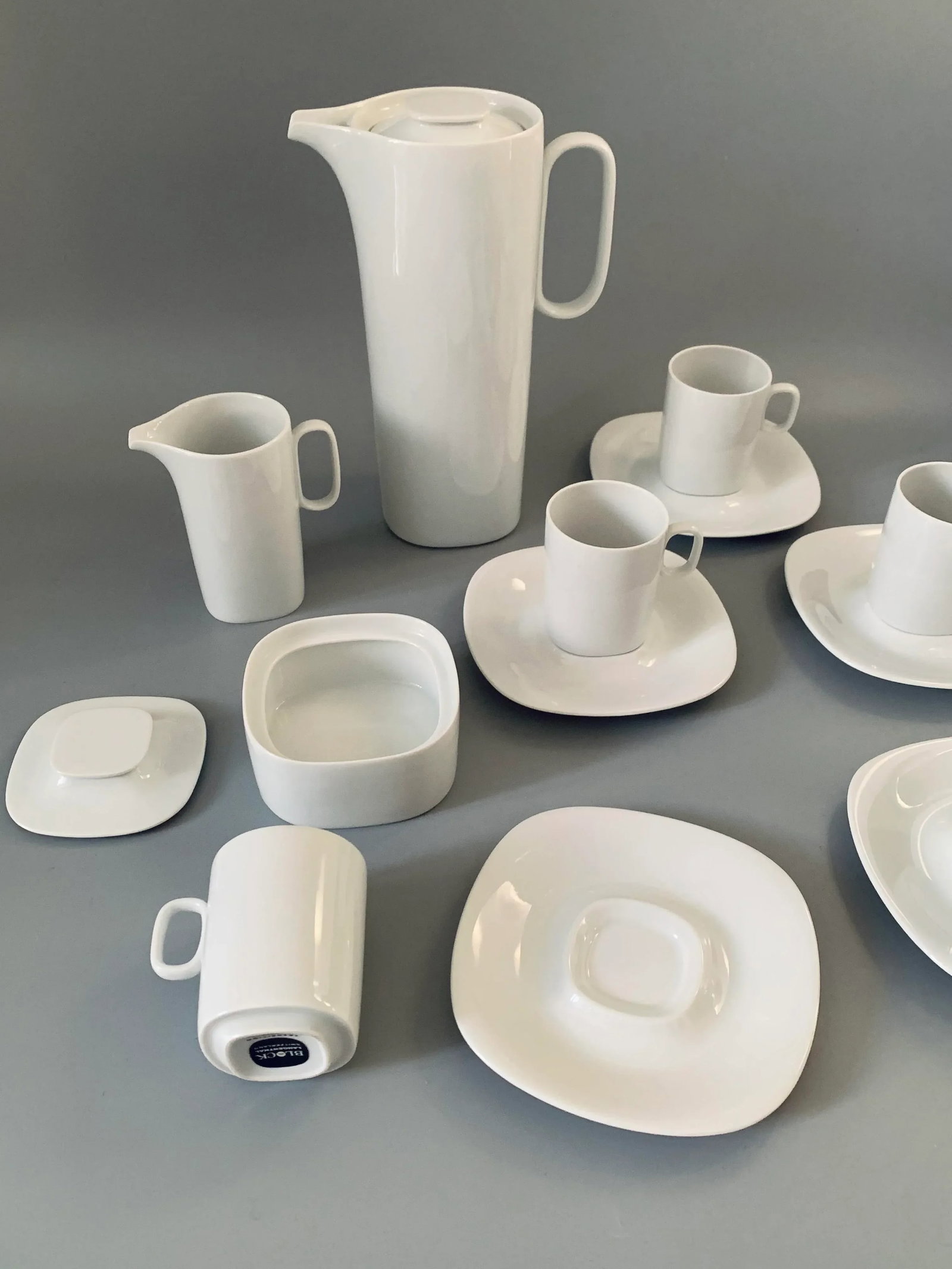 1970s MCM Gerald Gulotta for Langenthal Switzerland Espresso Coffee Service Block in Transition Whit - 8