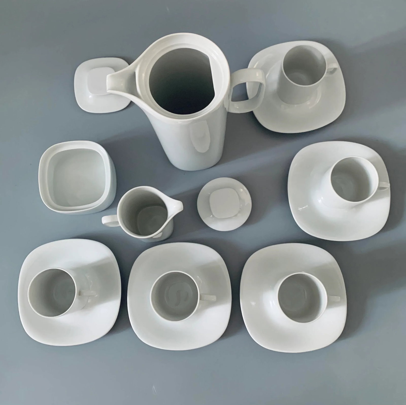 1970s MCM Gerald Gulotta for Langenthal Switzerland Espresso Coffee Service Block in Transition Whit - 9