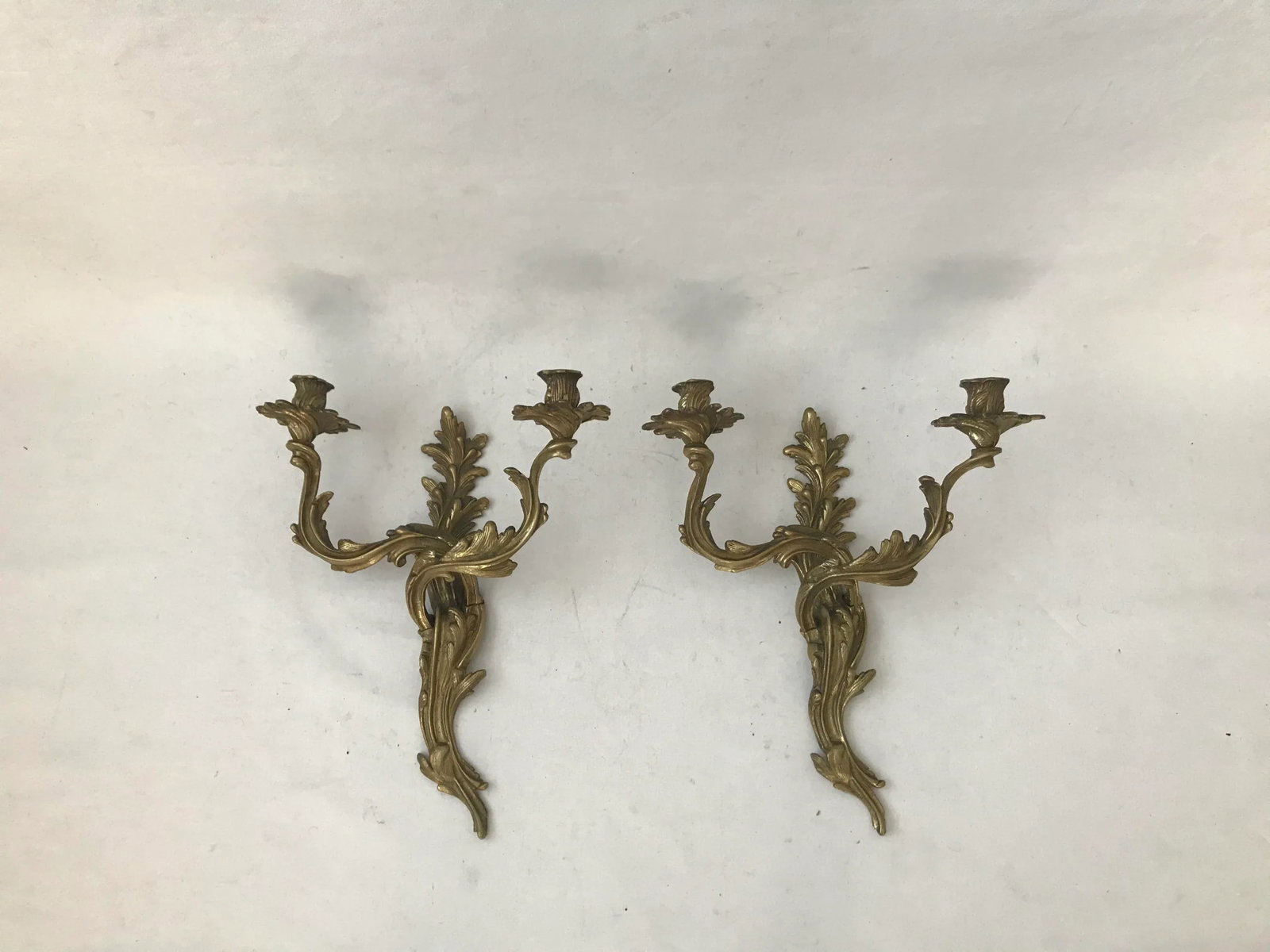 Louis XV Style Glo-Mar Artworks Brass Sconces Candle Holders - 10