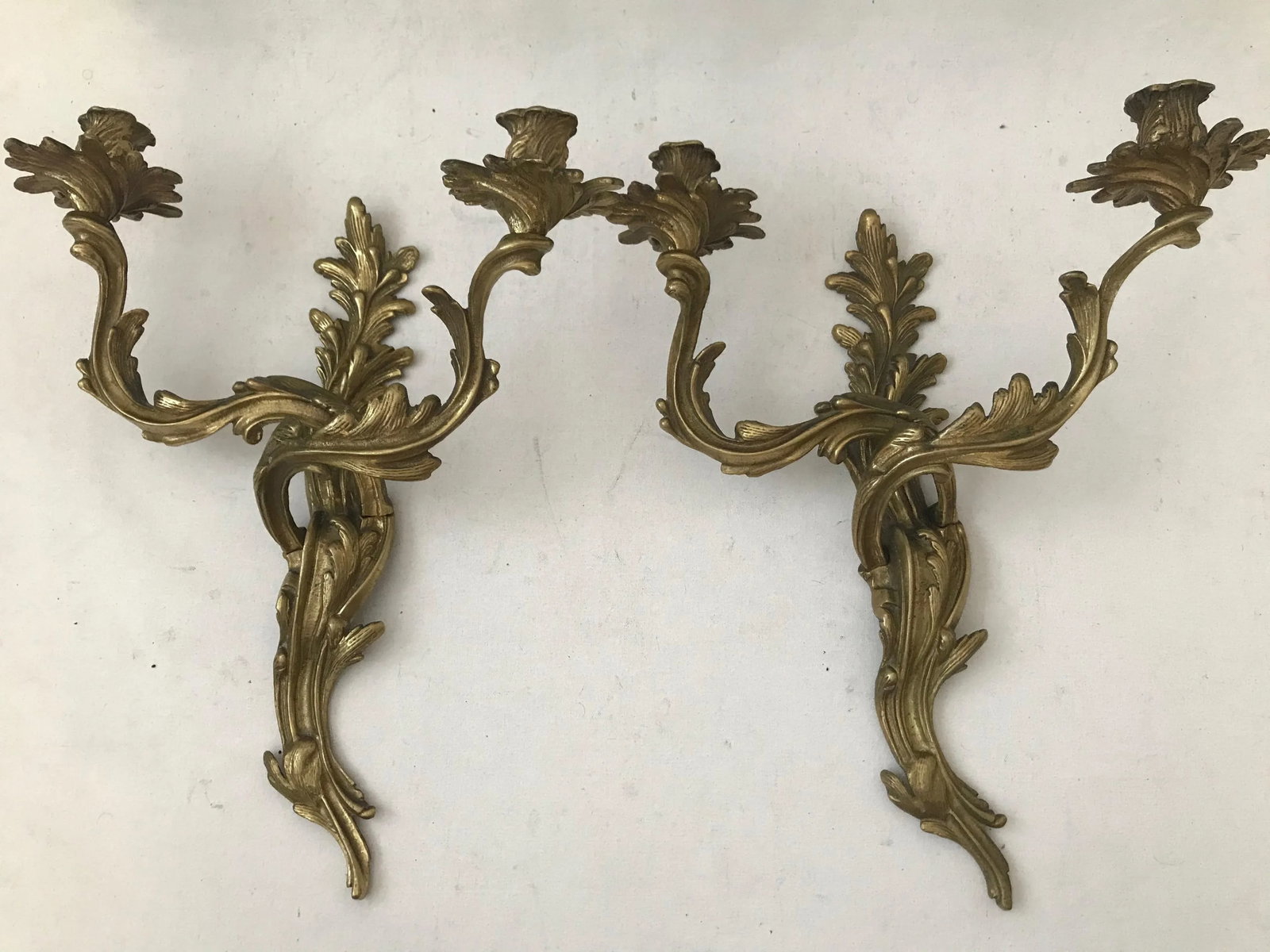 Louis XV Style Glo-Mar Artworks Brass Sconces Candle Holders - 11