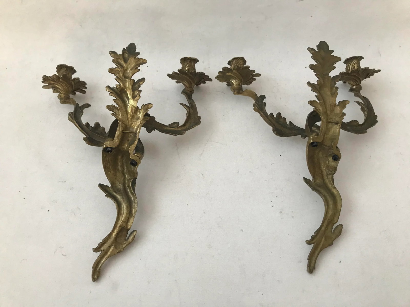Louis XV Style Glo-Mar Artworks Brass Sconces Candle Holders - 5