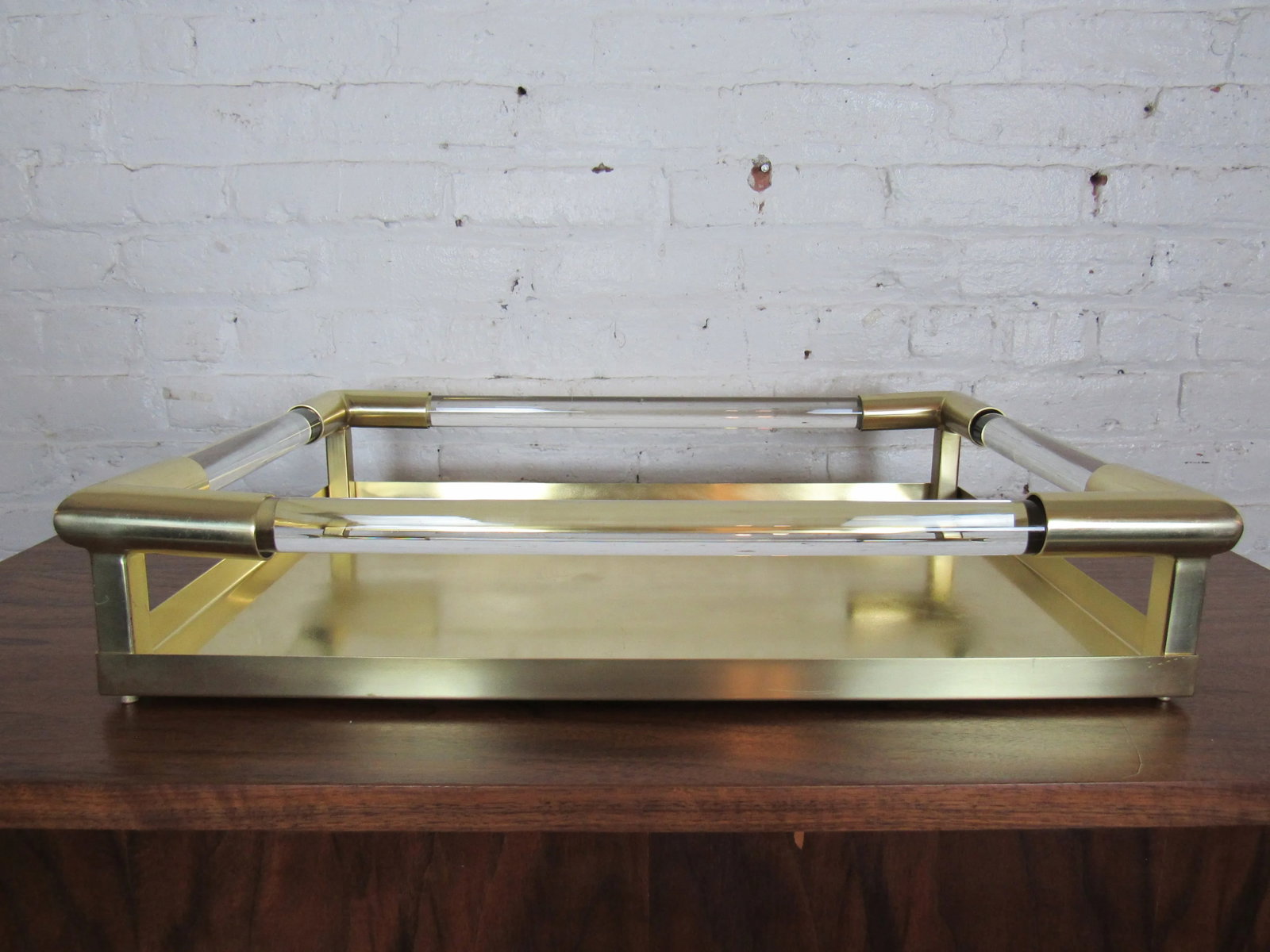 Vintage Brass and Lucite Tray - 10