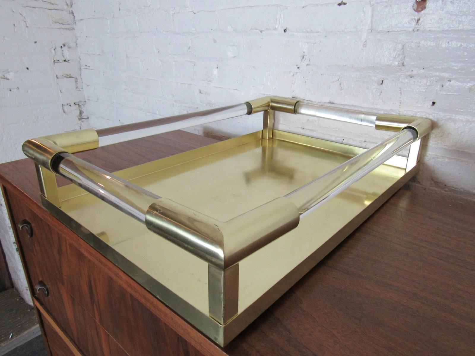 Vintage Brass and Lucite Tray - 4