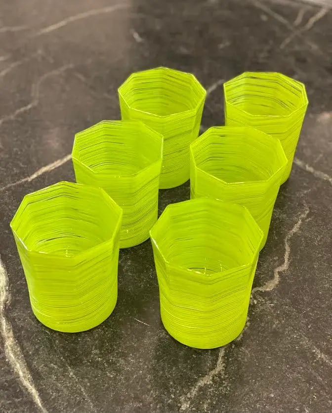 Handmade Citrus Green Double Old Fashioned Glasses - Set of 6 - 5