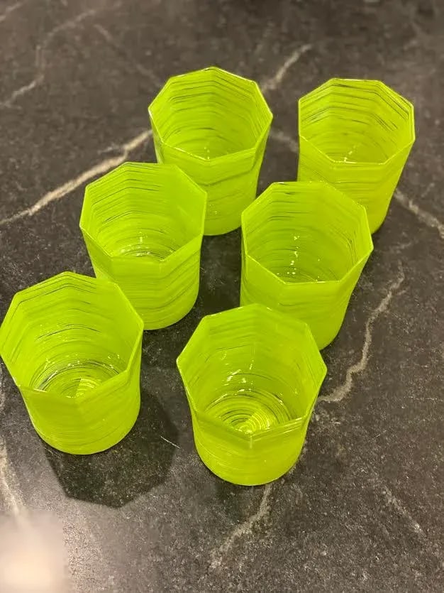 Handmade Citrus Green Double Old Fashioned Glasses - Set of 6 - 6