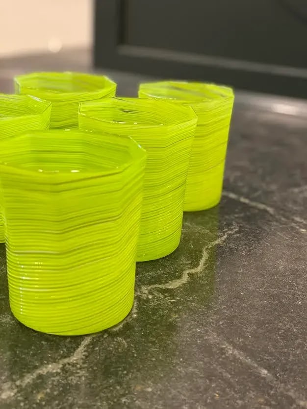 Handmade Citrus Green Double Old Fashioned Glasses - Set of 6 - 7