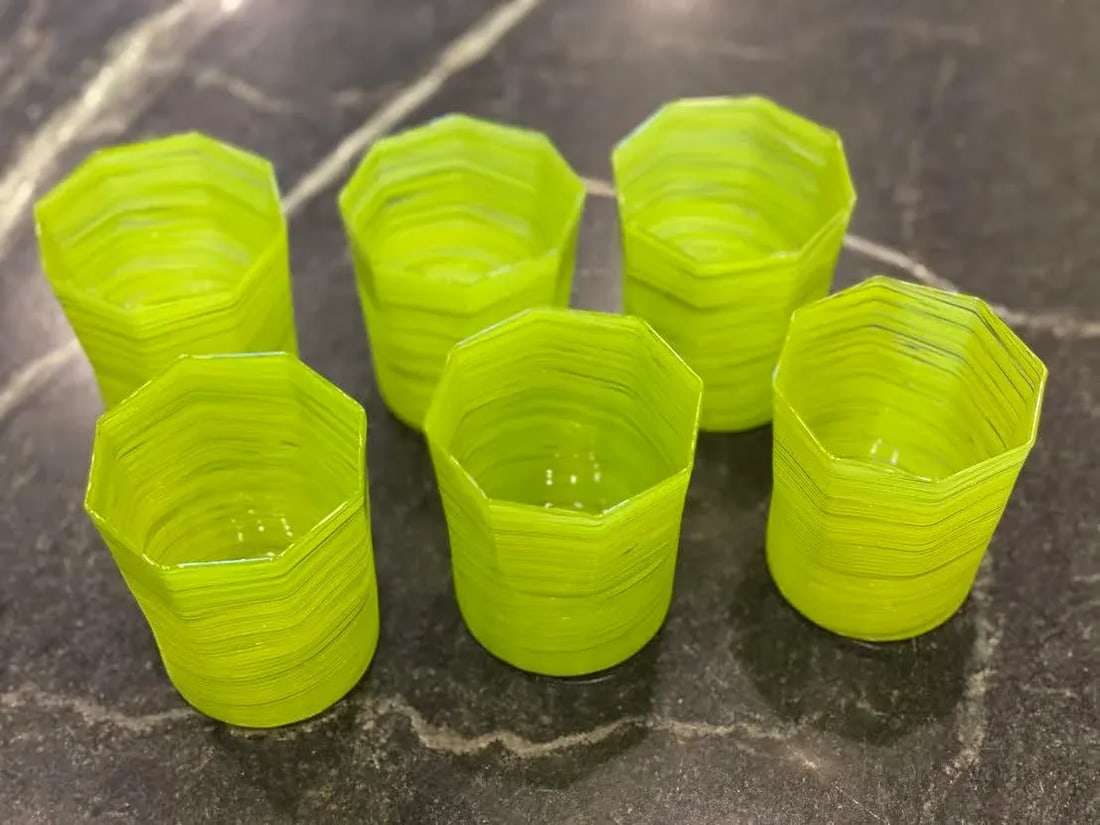 Handmade Citrus Green Double Old Fashioned Glasses - Set of 6 - 8