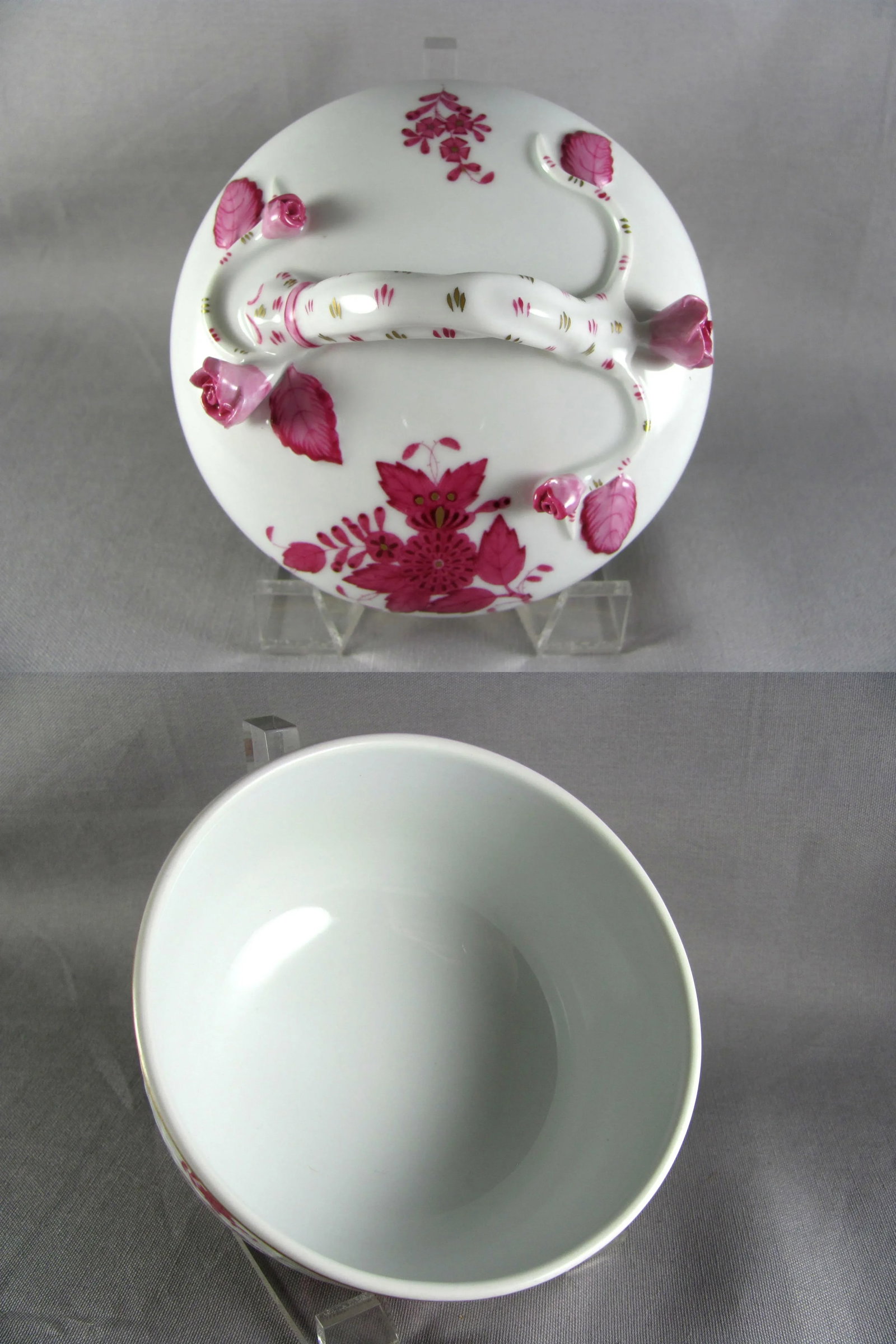 7-1/2" Herend Chinese Bouquet Raspberry Round Cheese Dish - 12