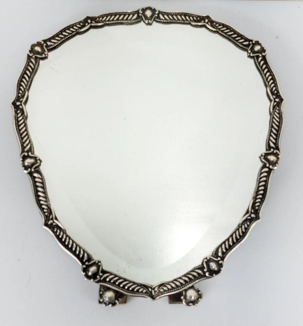 Portuguese Baroque Revival .833 Silver Framed Table Mirror - 10