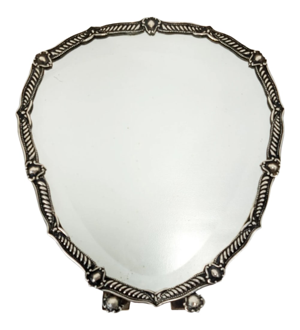 Portuguese Baroque Revival .833 Silver Framed Table Mirror (1 of 10)