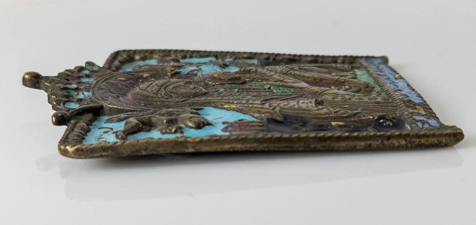 Enameled Russian Bronze Christian Religious Icon - 7