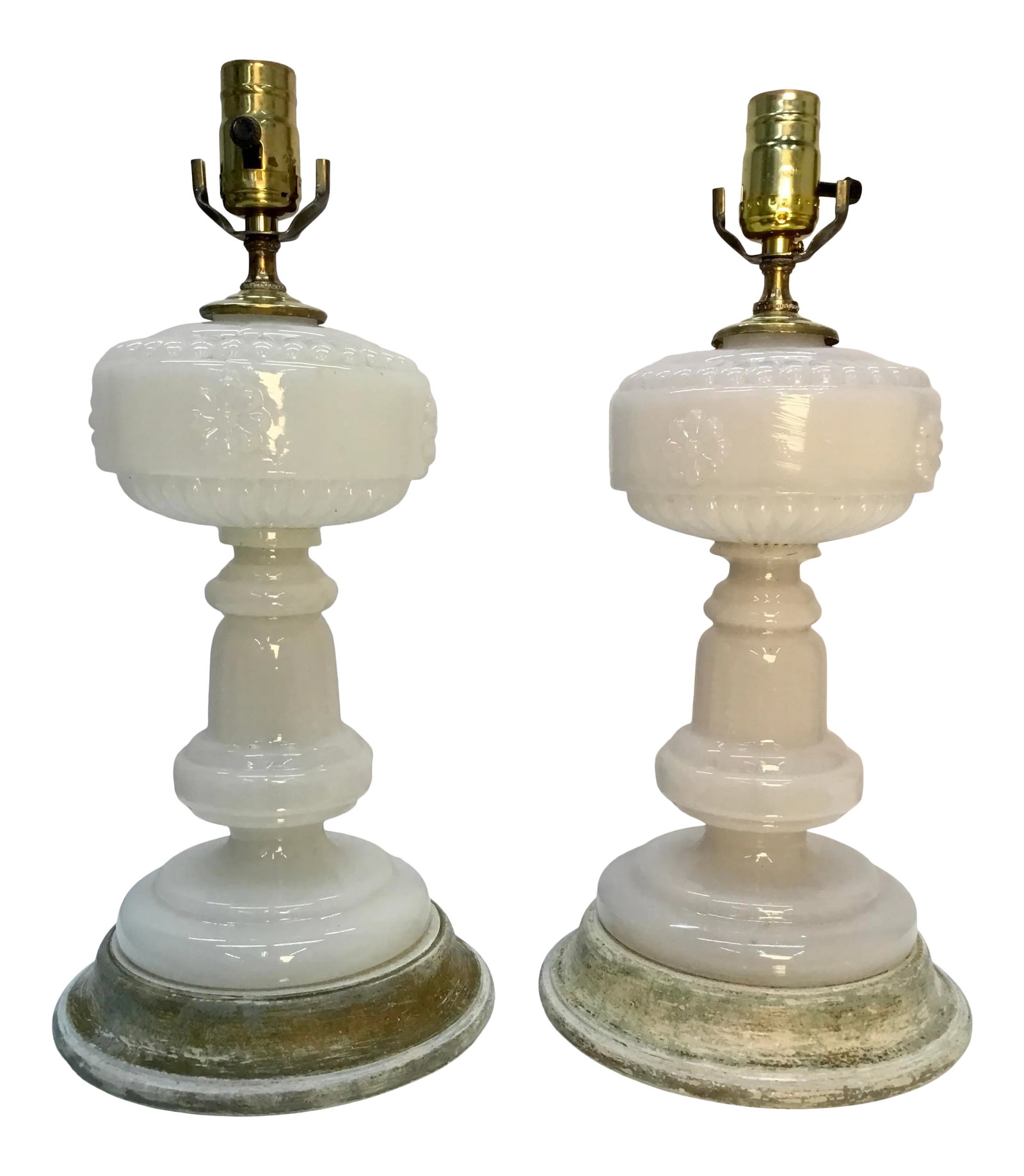 Vintage Opaline Glass Lamps - a Pair (1 of 11)