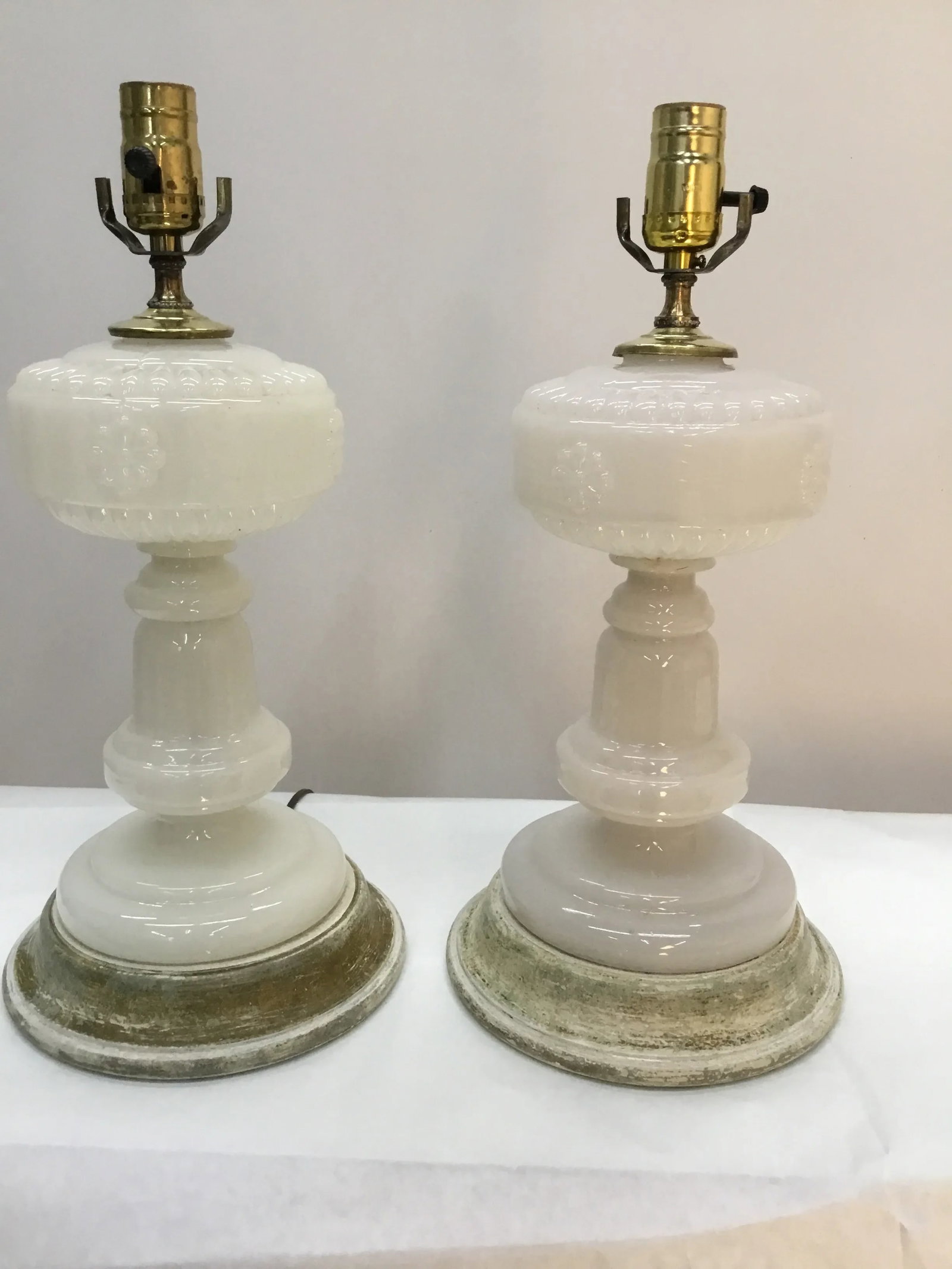 Vintage Opaline Glass Lamps - a Pair - 2