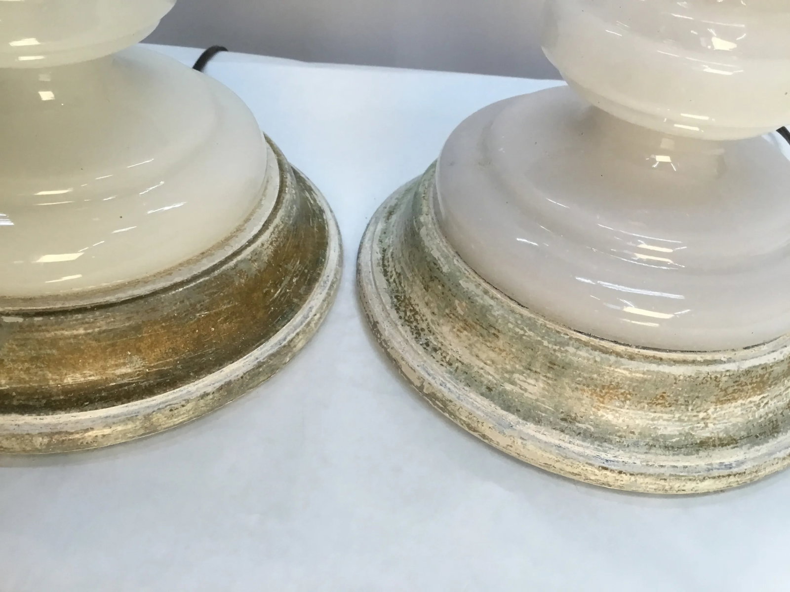 Vintage Opaline Glass Lamps - a Pair - 6