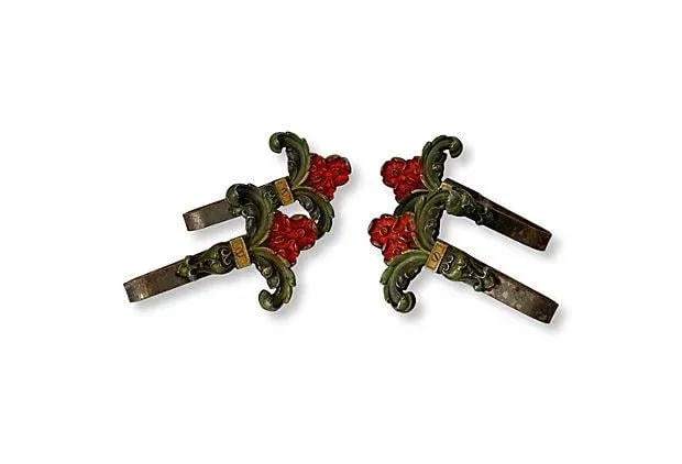 1920s Curtain Rod Accents & Tie Backs 7Pcs - 2