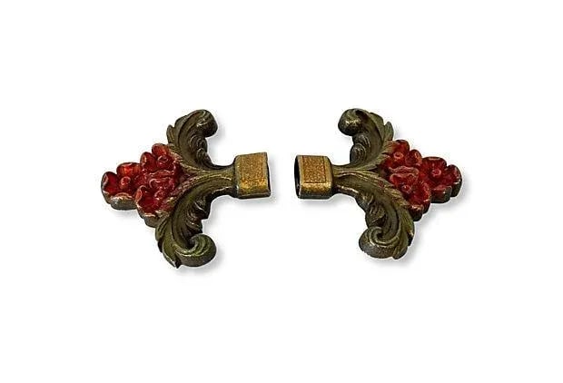 1920s Curtain Rod Accents & Tie Backs 7Pcs - 3