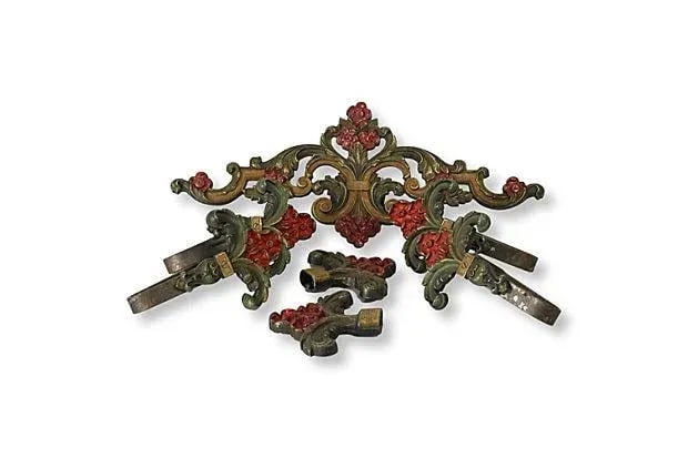 1920s Curtain Rod Accents & Tie Backs 7Pcs - 6