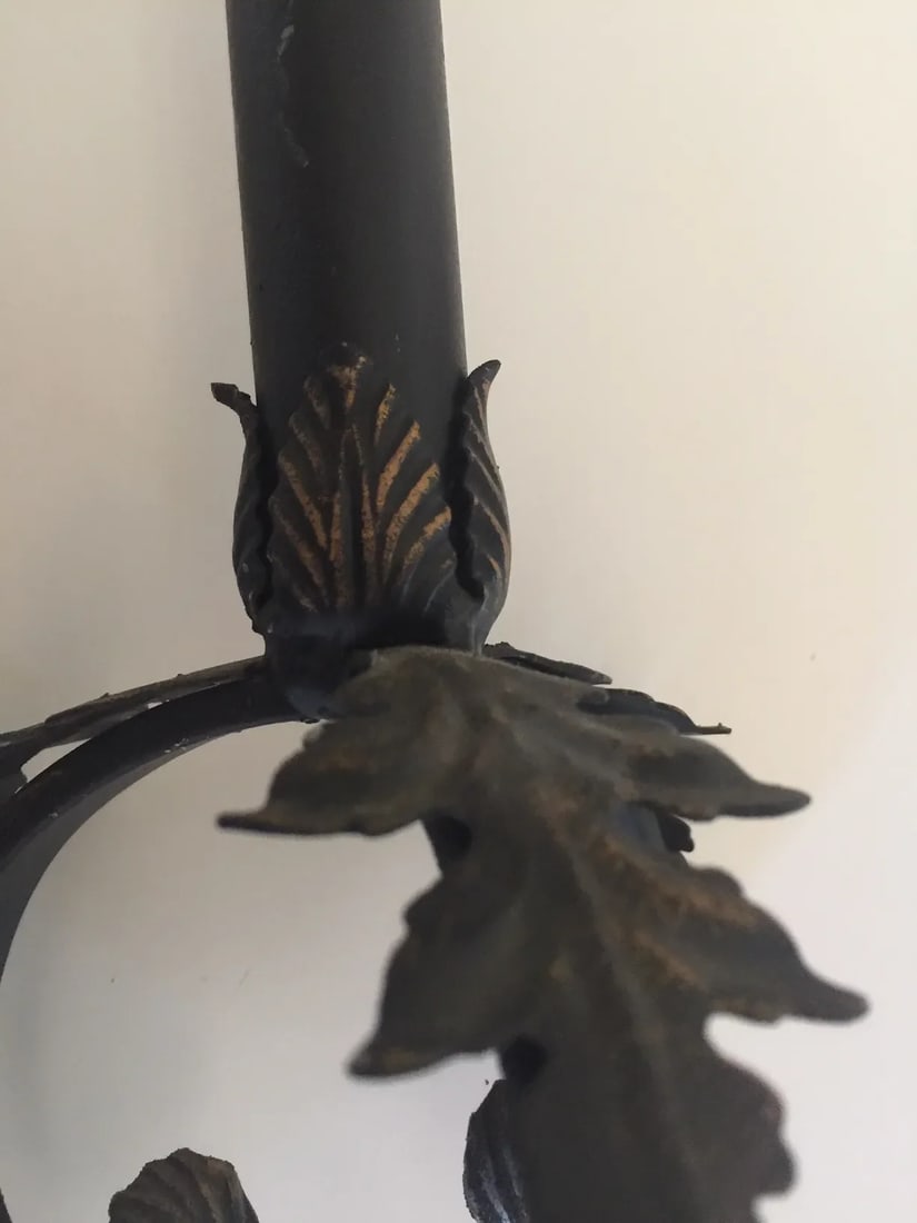 Vintage Mid 20th Century Spanish Wrought Iron Candlesticks - a Pair - 5