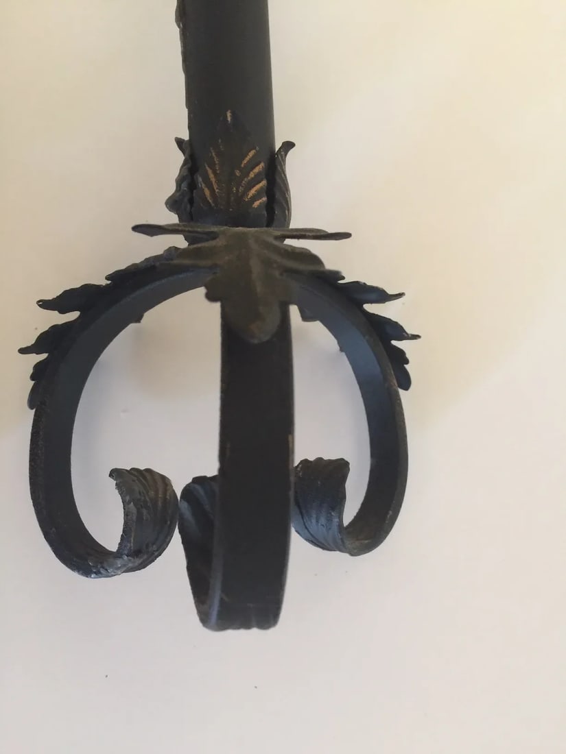 Vintage Mid 20th Century Spanish Wrought Iron Candlesticks - a Pair - 7