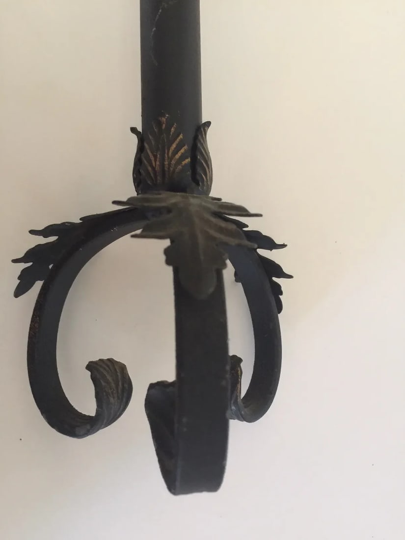 Vintage Mid 20th Century Spanish Wrought Iron Candlesticks - a Pair - 8