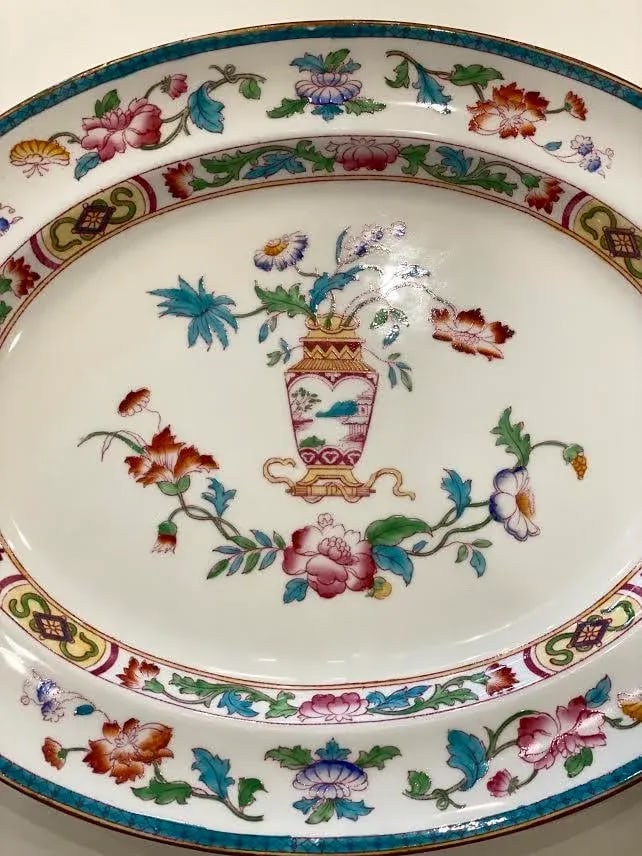 Vintage Serving Platter With Floral Pattern - 3
