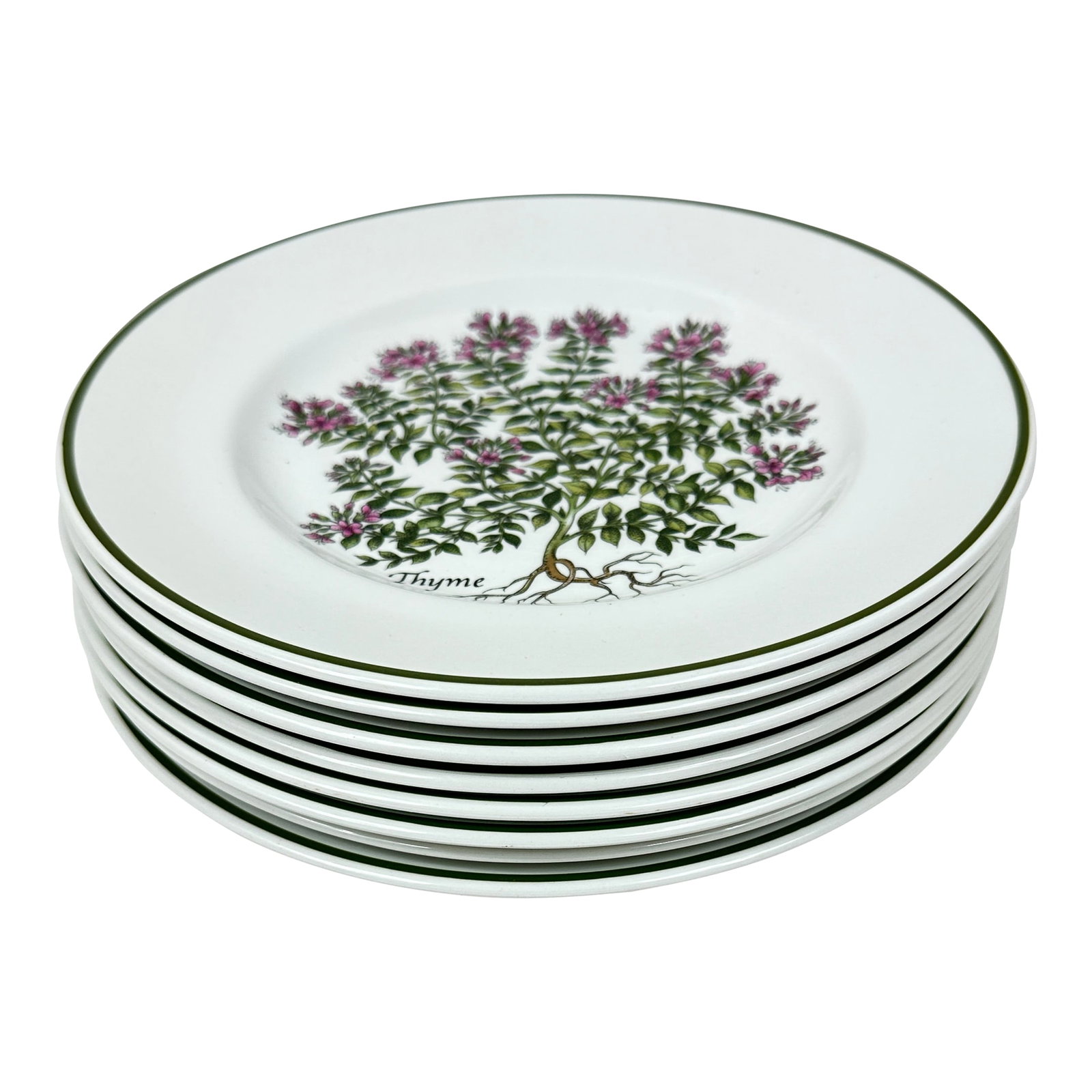 Vintage Tiffany Herbs Plates: Eight vintage Tiffany & Company Herbs plates by Johnson Brothers, England decorated with parsley, thyme, rosemary and sage (2 each). These are pre-owned items so please see all pictures and ask any