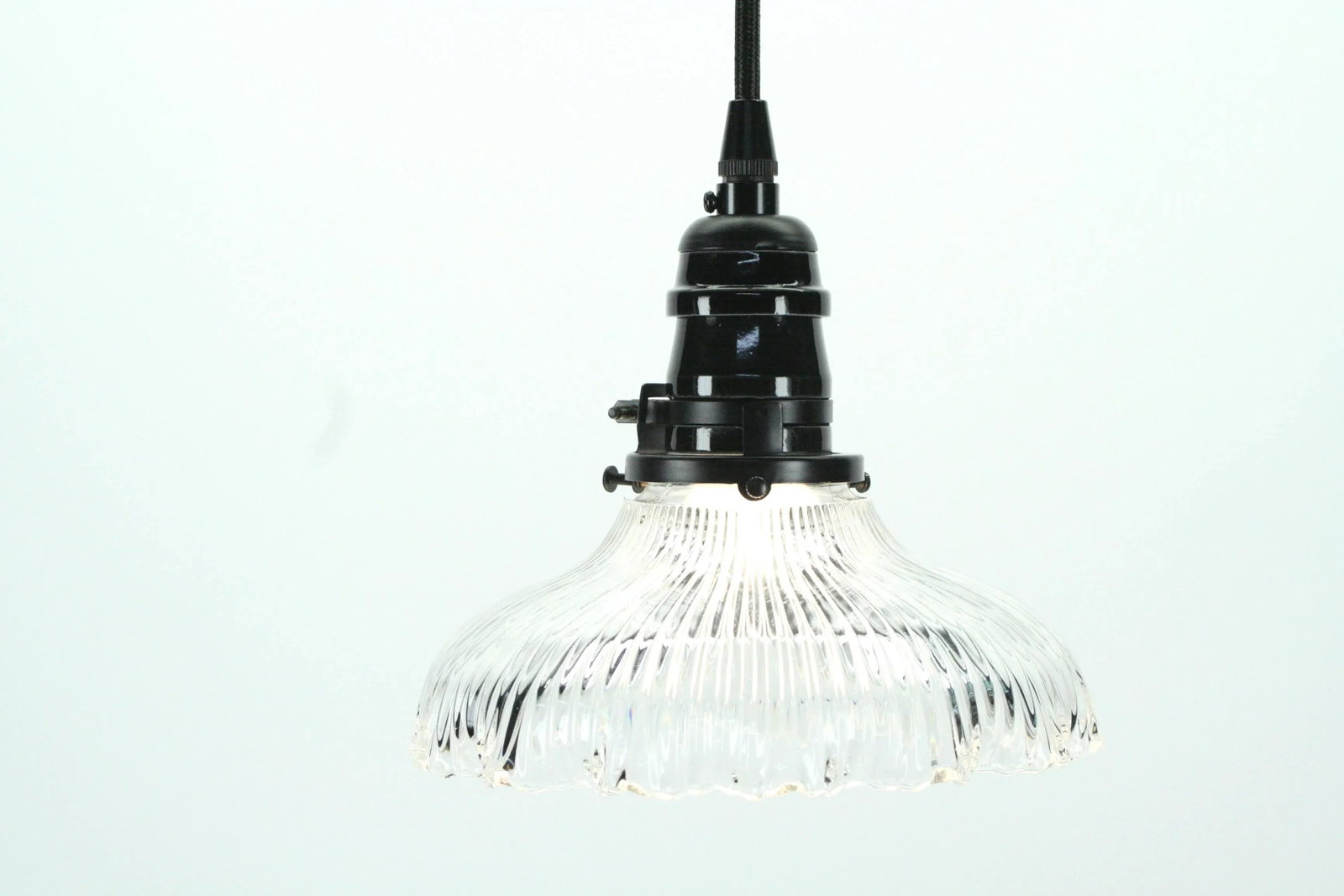 1910s Clear Holophane Pendant - 2